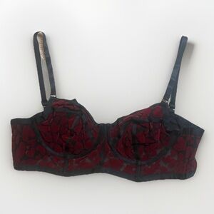 Sexy Mesh Black and Red Heart Pattern Bra Torrid Sz 1 EUC